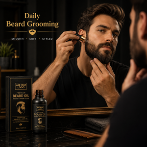Huile de croissance de barbe à base de plantes en gros, sérum revitalisant pour barbe biologique, marque privée, huile adoucissante naturelle pour le soin de la barbe en vrac - Product Image 3