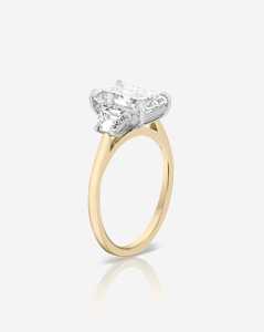 Three <b>Stone</b> Engagement Ring 14k Solid Gold Prong Set Emerald Cut Lab Grown Diamond Side Trapezoids IGI Certified VS+ Rings - Product Image 6