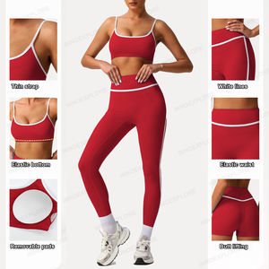 Ensemble de yoga 3 pièces pour femmes grandes tailles, couleur unie, leggings de sport à compression abdominale haute élasticité - Product Image 2