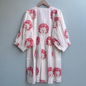 Vestido Casual Midi para Mujer, Tejido 100% Algodón, Estampado Floral Liso, Vestido Diario de Manga Corta, Cintura Imperio, Estilo Babydoll, Cuello en V, Talla Grande - Product Image 3