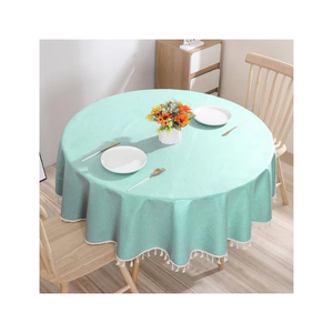 Embroidered Striped 100% Cotton Linen Bio Degrabdable GOTS Certified Classic Style <b>Square</b> Indian <b>Tablecloth</b> Tassels Waterproof - Product Image 3