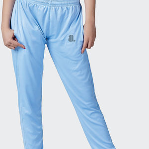 Pantalon en satin bleu clair pour femme, longueur cheville, couleur unie, coupe classique, taille élastique, décontracté, pour l'été - Product Image 1