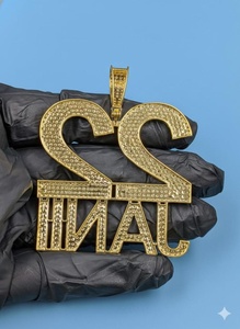 จี้เพชรโมอิสซาไนต์รูปตัวอักษรแบบหรูหรา เงินแท้ 925 สั่งทำได้ จี้ฮิปฮอป จี้ตัวอักษรนำโชค จี้เลขนำโชค - Product Image 3