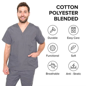 Grey Dagacci Medical Uniform Set Professional Scrub Suit Breathable Durable Hospital Nursing Workwear Comfort Stretch - Product Image 4