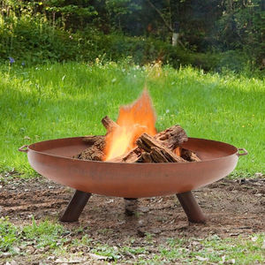 Brasero de hierro atractivo para exteriores, para leña y calentador de hogueras en el patio trasero, con 3 patas estables y asas portátiles, al por mayor - Product Image 1