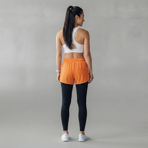Leggings de sport taille haute pour femmes, longueur intégrale, avec cordon de serrage à la taille, shorts de sport pour la gym, vêtements de sport pour femmes, pantalon court double couche - Product Image 2
