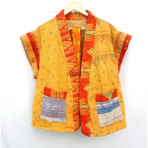 Chaqueta Larga para Mujer, Hecha a Mano, Acolchado Kantha Reversible, Chaqueta Kantha Estampada, Estampado de Palmeras, Kimono - Product Image 4