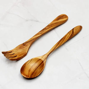 Juego de cubiertos de madera pulida de diseño elegante, juego de tenedor, cuchara y cuchillo de primera calidad, perfecto para la mesa del comedor en casa y para regalo. - Product Image 1