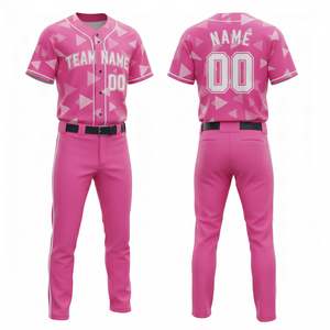 Ensemble d'uniformes de baseball personnalisés à manches courtes, maillot imprimé et pantalon 100 % polyester, séchage rapide, respirant, toutes saisons, sports d'équipe - Product Image 2