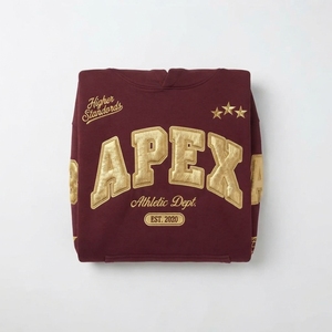 เสื้อฮู้ดดี้ปักลายสีแดงเลือดหมูสำหรับผู้ชาย ผ้าฝ้ายพรีเมียมเนื้อนุ่ม สไตล์สตรีทแวร์ สั่งทำโลโก้ได้ ขายส่ง แฟชั่น - Product Image 4
