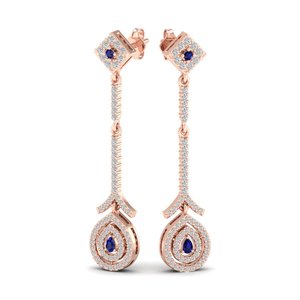 REYES Exquisite 925 Sterling Silver Pear Cut 0.26Ct <b>Blue</b> <b>Sapphire</b> Gemstone Drop <b>Earrings</b> GRA Certified Moissanite <b>Earrings</b> - Product Image 5