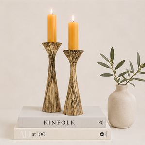 Handcrafted Spalted Beech Wooden <b>Candle</b> Holder Set Elegant <b>Tapered</b> Candlestick Stands For Rustic Home Decor & Wedding Centertop - Product Image 4