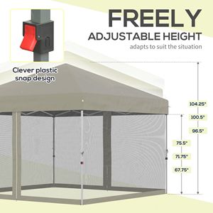 Gazebo Pieghevole 3x3 Metri con Zanzariera e Borsa con Ruote, Pareti Laterali Regolabili in Altezza per Feste - Product Image 5