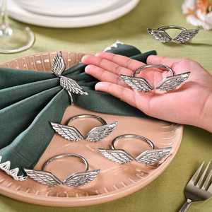 Ambar Exports Juego de 6 Anillos para Servilletas de Lujo Clásicos y Duraderos con Diseño de Alas en Latón Puro de 5 cm de Ancho, Uttar Pradesh, para Decoración de Mesa en Bodas - Product Image 2