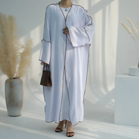 Abaya Kaftan Musulmane pour Femme en Polyester de Haute Qualité, Ouverte sur le Devant, Longue, à Manches Longues, Style Décontracté, pour Mariage et Tenue Traditionnelle Adulte
