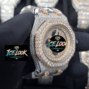 นาฬิกา ICELOOK หรูหราประดับเพชร ขนาด 43 มม. ตัวเรือนทรงแปดเหลี่ยม สแตนเลสสตีล ระบบควอตซ์อนาล็อก สาย 20 มม. พร้อมฟังก์ชั่นวันที่อัตโนมัติ ปุ่มกดแบบซ่อนสำหรับเด็ก - Product Image 2