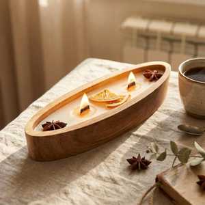 Support de bougie en bois naturel fait main NEHA ENTERPRISES, élégant et vintage, pour la décoration de la maison, des mariages, de la table à manger, du cheminée et du bureau - Product Image 2