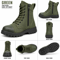 Chaussures tactiques en cuir à haute tige pour hommes - Chaussures confortables, légères, antidérapantes et amortissantes pour l'entraînement quotidien