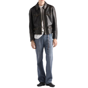<b>Men's</b> Vintage Nappa <b>Leather</b> <b>Jacket</b> Luxury Goatskin <b>Leather</b> Zip Up Blouson <b>Jacket</b> custom OEM <b>leather</b> good manufacturer - Product Image 5