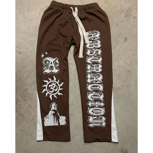 Top Quality Casual Printed Embroidery Elastic Waist <b>Flares</b> Baggy <b>Sweatpants</b> <b>Wholesale</b> OEM Breathable Sweat Pants With Drawstring - Product Image 3