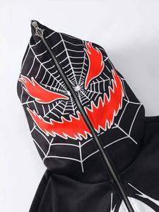 Custom Spider Graphic <b>Zip</b> Up Hoodie 100% Cotton Full <b>Zip</b> <b>Hooded</b> Sweatshirt Unisex Winter Streetwear Fashion - Product Image 4