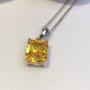 Collier rectangulaire en citrine, pendentif en argent sterling, pierre de naissance de novembre, cadeau d'anniversaire pour femme - Product Image 5