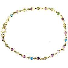 Pulseras de Tobillo con Bisel de Piedras Preciosas Doradas Multicolores, Joyería Delicada y Colorida para Mujeres y Niñas, para Usar en Bodas y Fiestas - Product Image 2