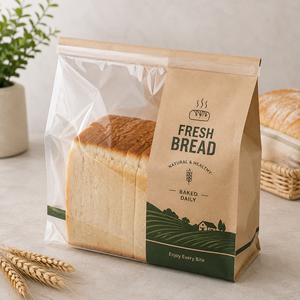 Biodegradable Kraft Bread <b>Bag</b> Luxury Sharp Bottom Eco-Friendly Custom Logo Window Patch Handle Food Grade Offset Printed - Product Image 4