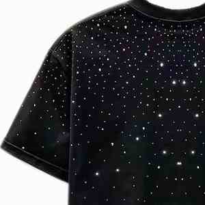 T-shirt Premium en Strass Solides pour Hommes Grande Taille Manches Courtes Coupe Ample Séchage Rapide Respirant 100% Coton Personnalisable - Product Image 3