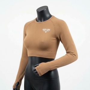 Haut court respirant pour femme grande taille, idéal pour l'entraînement, le sport ou le quotidien, à manches longues avec trous pour les pouces - Product Image 5