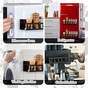 Set di 2 Portaspezie Magnetici a Forma di Gatto Nero, Cestello Magnetico in Metallo per Frigorifero, Organizzatori per Condimenti per Uso Domestico - Product Image 4