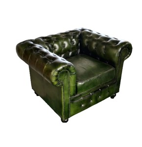 Vintage Chesterfield Single Seater Leather Sofa <b>Deep</b> Quilted Upholstery Solid Wood <b>Frame</b> Luxury Lounge Chair Portable Outdoor - Product Image 1