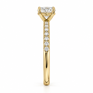 Anillo de Compromiso y Boda Solitario con Pavé, Clásico, Oro Amarillo de 14K, Chapado en Rodio, Diamante Cultivado en Laboratorio, Certificado IGI, Personalizado - Product Image 2
