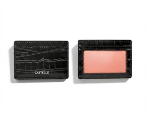 [Top Item] Castello Genuine Leather Slim Credit Card Case <b>Holder</b> <b>Wallet</b> Silver Foiled Logo No Closure Multi-Use Color - Product Image 1