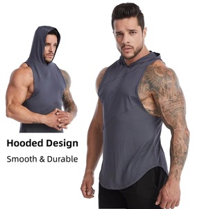 Custom Men Hooded Tank Top Sleeveless Gym Workout Hoodie Fitness Muscle Shirt Quick Dry <b>Running</b> Training Vest - Product Image 3