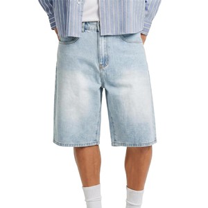Shorts en jean pour homme, coupe droite, taille haute, décontractés, en coton respirant, tissés, délavage clair, les plus vendus, pour l'été, OEM - Product Image 1