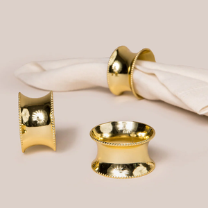 Classic Style Brass Napkin Ring Beaded Rim Design 3 Pieces Gold Polished Custom Logo for Parties Weddings Napkin Ring - Product Image 1