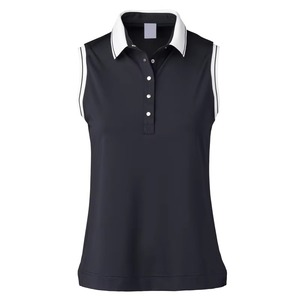 Camiseta Polo sin Mangas para Mujer, Color Negro Sólido, Tejido de Poliéster Transpirable, Estilo Casual - Product Image 6