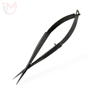 Ciseaux à ressort noirs en acier inoxydable, outil professionnel de coupe de cheveux pour salon de coiffure - Product Image 1