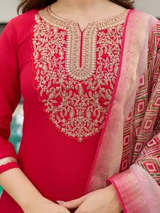 Traje Salwar Rojo de Tela de Rayón, Diseño Moderno, Estilo Indio-Pakistaní, Exclusivo, Elegante, para Mujer, Ideal para Fiestas y Bodas, Ropa Étnica - Product Image 5