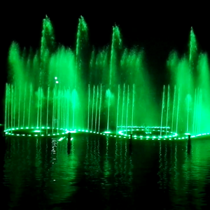 Modern Stainless Steel Outdoor Music Dancing Water Fountain with LED Lighted Laser <b>Projector</b> Show and Floating Design - Product Image 1