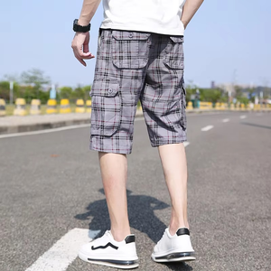 Shorts Bermuda décontractés pour homme 100% coton à carreaux, épais, multi-poches, taille mi-haute, style streetwear, écologiques - Product Image 3