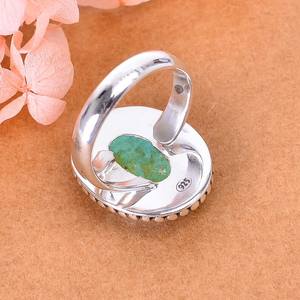 Bague en turquoise magnesite, argent sterling 925, réglable, faite à la main, bijoux en pierres précieuses, bague de luxe - Product Image 6
