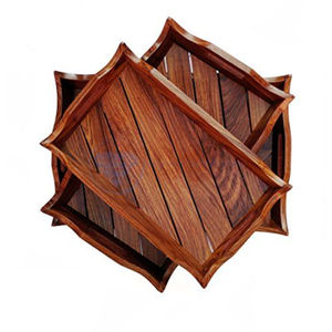 Bandeja Redonda Rústica de Madera de Mango con Asas de Hierro, Hecha a Mano, Decorativa, Estilo Rústico, para Servir Comida y Bebidas - Product Image 2