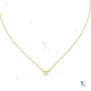 Collar con Colgante de Diamante Cultivado en Laboratorio de 0.25 Ct, Corte Esmeralda, Oro Sólido de 14K/18K, Elegante y Minimalista para Mujer, Ideal para Fiestas y Bodas - Product Image 4