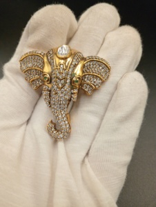 brooch in elephant design with American Diamond in 925 silver material for wedding traditional jewelry royal brooch for gift - Product Image 2