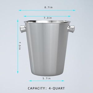 Cubo de Hielo de Acero Inoxidable Duradero con Tapa, Pinzas y Asa, Enfriador de Hielo Aislado para Fiestas, Bares Comerciales, Hoteles y Restaurantes - Product Image 2