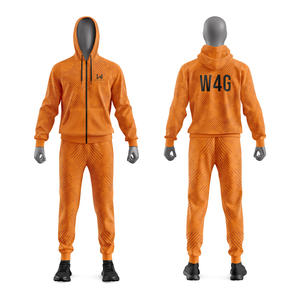 Ensemble de survêtement sportif 2-en-1 personnalisé pour homme avec capuche et fermeture éclair, pantalon de jogging en polyester/coton extensible dans les quatre sens, écologique et respirant - Product Image 3