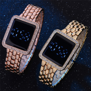 6017 Square Rhinestone Touch Screen LED <b>Digital</b> <b>Watch</b> <b>Ladies</b> Stainless Steel Bracelet Wristwatches Clock Zegarek Damski - Product Image 6
