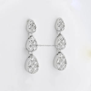 Boucles d'oreilles en or 14kt bijoux en diamant IGI/GIA Lab Grown Round Diamond Boucles d'oreilles de mariage Lab Created - Product Image 2